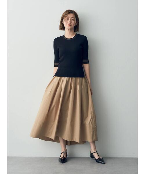 YECCA VECCA（イェッカヴェッカ）の「シアーMIX　5分袖ニット（ニット/セーター・レディース・ライトベージュ/ブラック/オフホワイト・FREE）」の22枚目の写真