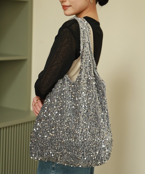 Vicente（ヴィセンテ）の「Sequin bag（トートバッグ・レディース・シルバー/ブラック・FREE）」の2枚目の写真