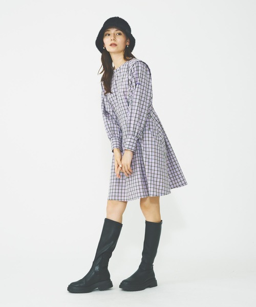 MILKFED.(ミルクフェド)の「PLAID MINI DRESS(ワンピース・レディース・ライトブルー/ライトグリーン/ライトパープル・ONE SIZE)」の5枚目の写真