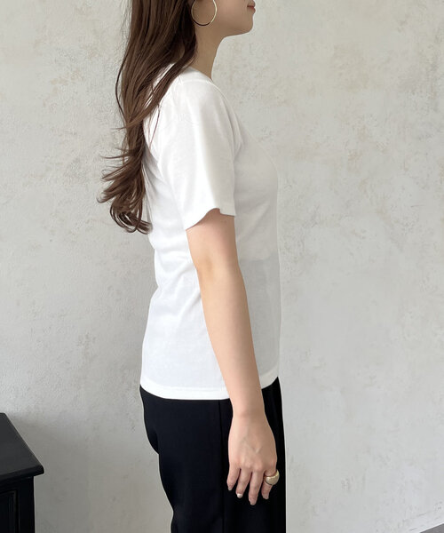 prose verse(プロズヴェール)の「バックメタルプレートリブTシャツ(Tシャツ/カットソー・レディース・ブラック/オフホワイト・LARGE/MEDIUM)」の12枚目の写真