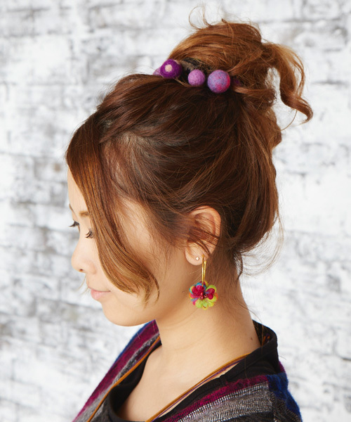 チャイハネ（チャイハネ）の「【チャイハネ】ポッティフェルトヘアゴム（ヘアゴム・レディース・パープル/ブルー/グリーン/レッド/ブラック/カラフル/ブルー系その他/オレンジ・FREE）」の12枚目の写真