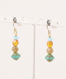 【欧州航路】チェコガラス フラワームピアス