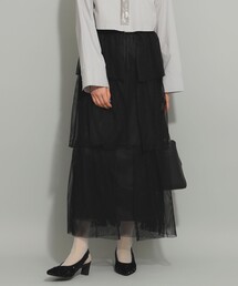Ray BEAMS | Ray BEAMS / メッシュ ティアード スカート(スカート)