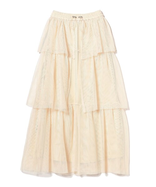 Ray BEAMS(レイビームス)の「メッシュ ティアード スカート(スカート・レディース・オフホワイト/ブラック・ONE SIZE)」の12枚目の写真