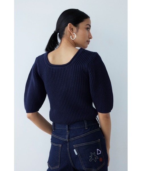 セール】U Neck Knit Top /Uネックニットトップス（ニット