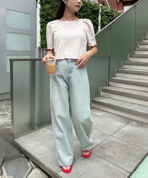 one after another NICE CLAUP(ワンアフターアナザーナイスクラップ)の「花柄サーマルトップス(Tシャツ/カットソー・レディース・イエロー/ブルー/レッド/ピンク・FREE)」の19枚目の写真