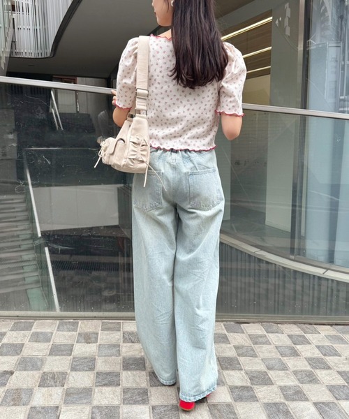 one after another NICE CLAUP(ワンアフターアナザーナイスクラップ)の「花柄サーマルトップス(Tシャツ/カットソー・レディース・イエロー/ブルー/レッド/ピンク・FREE)」の11枚目の写真