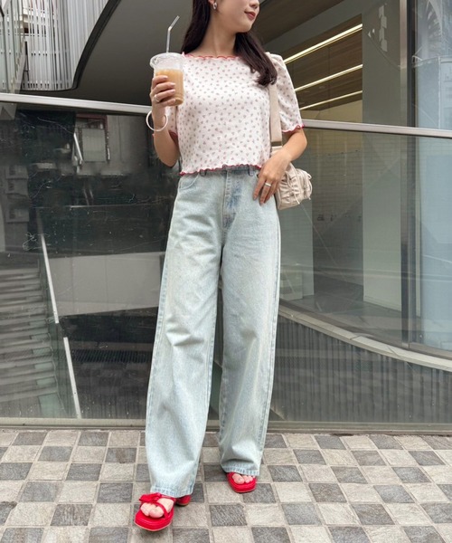 one after another NICE CLAUP(ワンアフターアナザーナイスクラップ)の「花柄サーマルトップス(Tシャツ/カットソー・レディース・イエロー/ブルー/レッド/ピンク・FREE)」の20枚目の写真