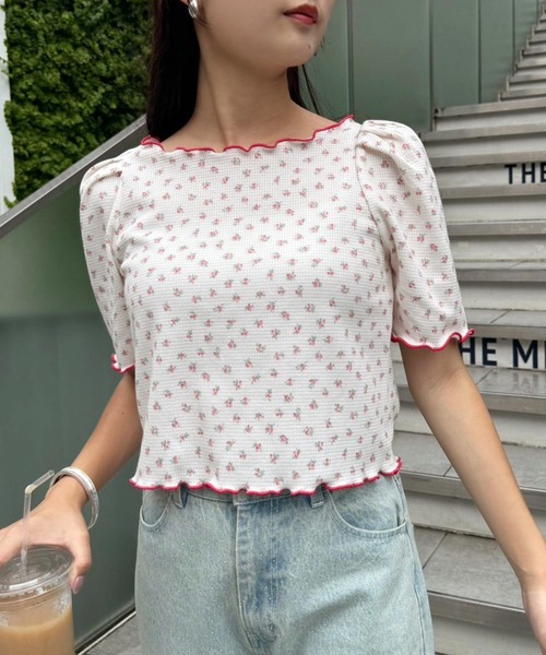 one after another NICE CLAUP(ワンアフターアナザーナイスクラップ)の「花柄サーマルトップス(Tシャツ/カットソー・レディース・イエロー/ブルー/レッド/ピンク・FREE)」の18枚目の写真