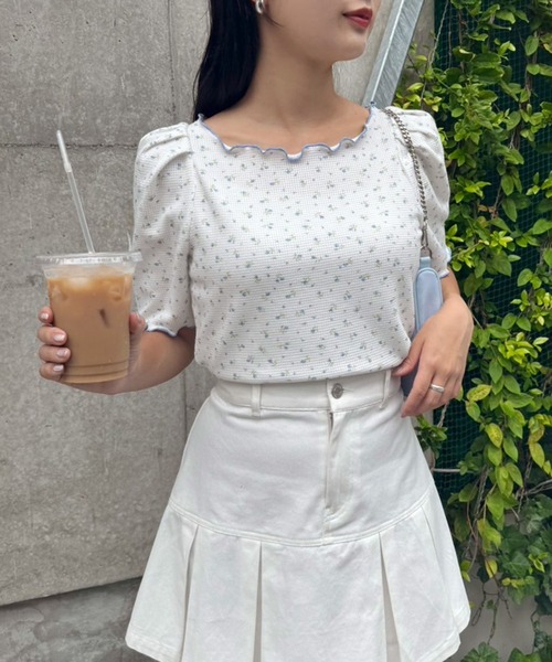 one after another NICE CLAUP(ワンアフターアナザーナイスクラップ)の「花柄サーマルトップス(Tシャツ/カットソー・レディース・イエロー/ブルー/レッド/ピンク・FREE)」の16枚目の写真
