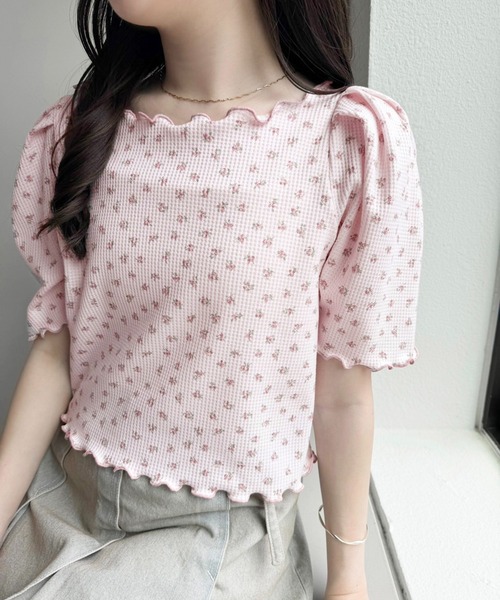 one after another NICE CLAUP(ワンアフターアナザーナイスクラップ)の「花柄サーマルトップス(Tシャツ/カットソー・レディース・イエロー/ブルー/レッド/ピンク・FREE)」の10枚目の写真