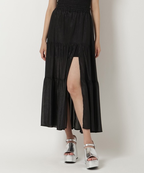 REDYAZEL（レディアゼル）の「シャイニー楊柳ティアードスカート（スカート・レディース・ブラック/ピンク/グレー・MEDIUM/SMALL）」の2枚目の写真