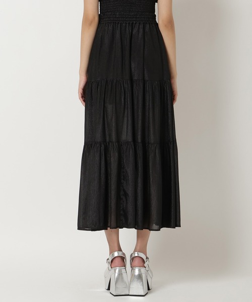 REDYAZEL（レディアゼル）の「シャイニー楊柳ティアードスカート（スカート・レディース・ブラック/ピンク/グレー・MEDIUM/SMALL）」の5枚目の写真