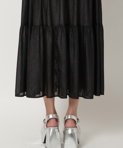 REDYAZEL（レディアゼル）の「シャイニー楊柳ティアードスカート（スカート・レディース・ブラック/ピンク/グレー・MEDIUM/SMALL）」の8枚目の写真