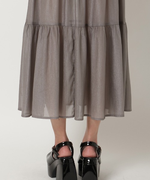 REDYAZEL（レディアゼル）の「シャイニー楊柳ティアードスカート（スカート・レディース・ブラック/ピンク/グレー・MEDIUM/SMALL）」の13枚目の写真