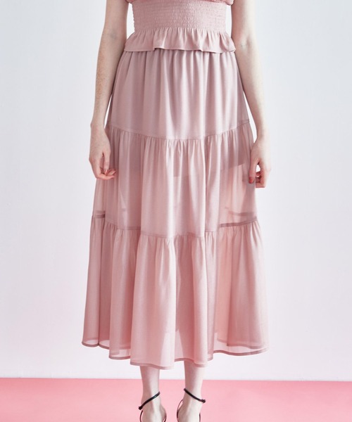 REDYAZEL（レディアゼル）の「シャイニー楊柳ティアードスカート（スカート・レディース・ブラック/ピンク/グレー・MEDIUM/SMALL）」の14枚目の写真