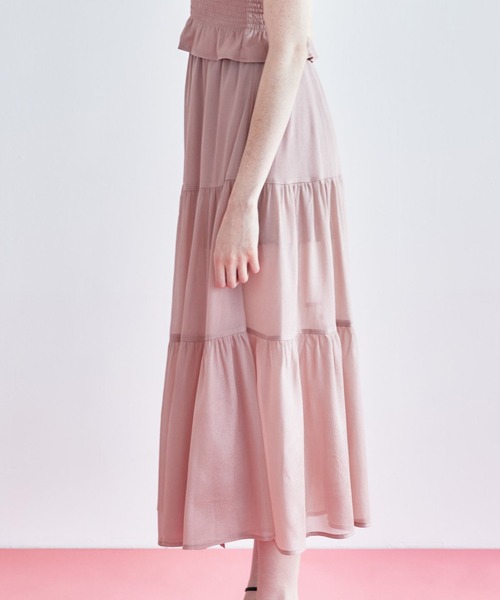 REDYAZEL（レディアゼル）の「シャイニー楊柳ティアードスカート（スカート・レディース・ブラック/ピンク/グレー・MEDIUM/SMALL）」の16枚目の写真