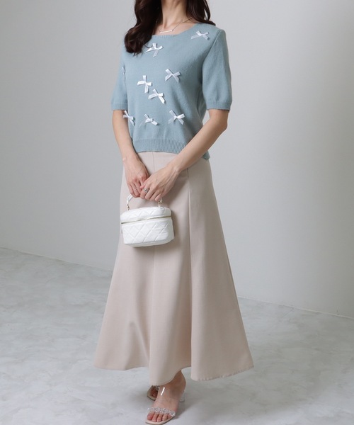 Lace Ladies(レースレディース)の「メニーリボン コンパクト 半袖 ニット プルオーバー(ニット/セーター・レディース・アイボリー/ブルー/グレー/ピンク・FREE)」の13枚目の写真
