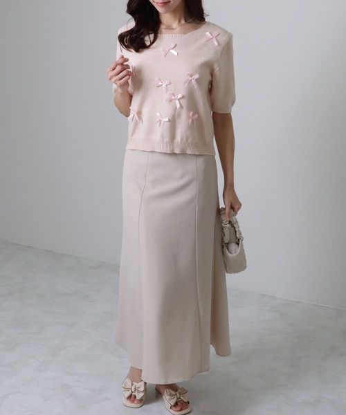 Lace Ladies(レースレディース)の「メニーリボン コンパクト 半袖 ニット プルオーバー(ニット/セーター・レディース・アイボリー/ブルー/グレー/ピンク・FREE)」の18枚目の写真