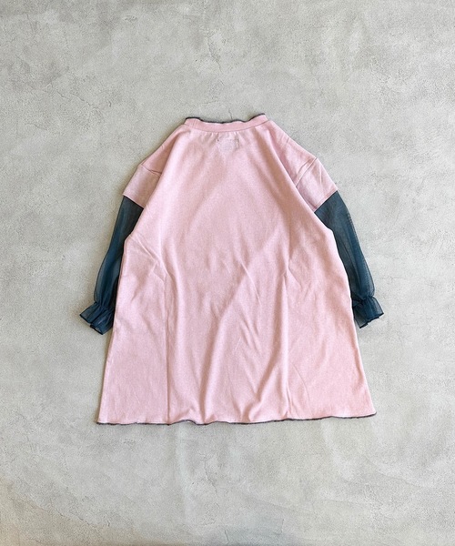 BIG FIELD（ビッグフィールド）の「ソデチュールロックプリントワンピース（90～150cm）（ワンピース・キッズ・オフホワイト/ライトピンク/チャコール・90/100/110/120/130/140/150）」の4枚目の写真