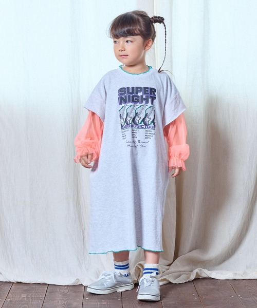 BIG FIELD（ビッグフィールド）の「ソデチュールロックプリントワンピース（90～150cm）（ワンピース・キッズ・オフホワイト/ライトピンク/チャコール・90/100/110/120/130/140/150）」の13枚目の写真