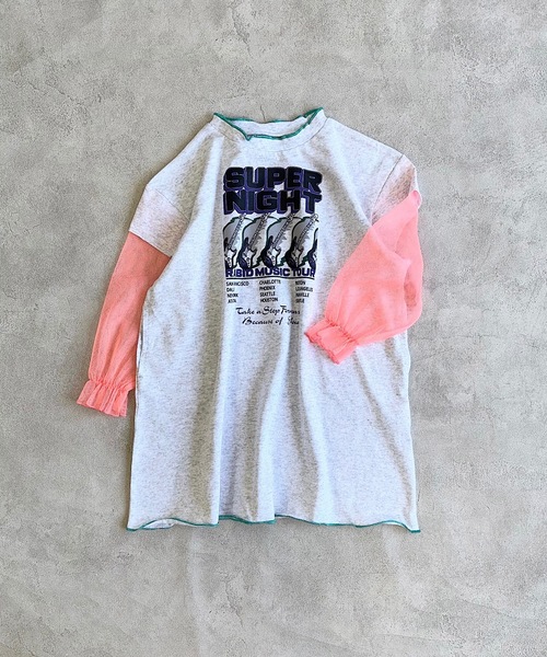 BIG FIELD（ビッグフィールド）の「ソデチュールロックプリントワンピース（90～150cm）（ワンピース・キッズ・オフホワイト/ライトピンク/チャコール・90/100/110/120/130/140/150）」の16枚目の写真