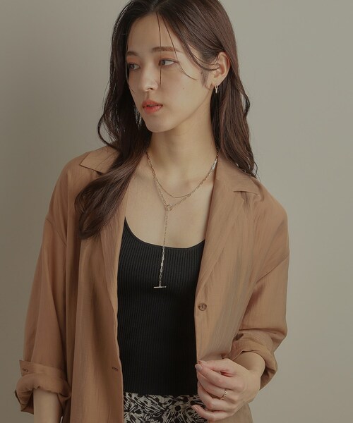 COCOSHNIK(ココシュニック)の「K10ダイヤモンド 中空プリムチェーンマンテル ネックレス(ネックレス・レディース・イエローゴールド・60)」の9枚目の写真