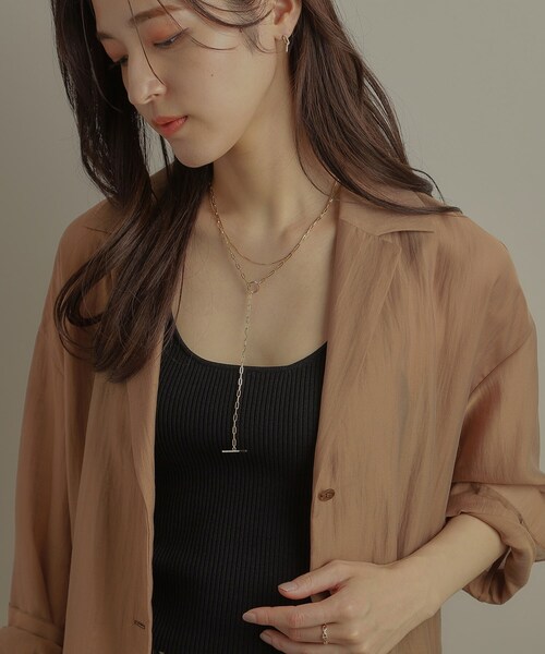 COCOSHNIK(ココシュニック)の「K10ダイヤモンド 中空プリムチェーンマンテル ネックレス(ネックレス・レディース・イエローゴールド・60)」の10枚目の写真