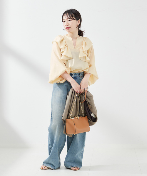 journal standard L'essage（ジャーナルスタンダードレサージュ）の「シアータンブラーフリルブラウス（シャツ/ブラウス・レディース・ブラック/ベージュ系その他・FREE）」の21枚目の写真