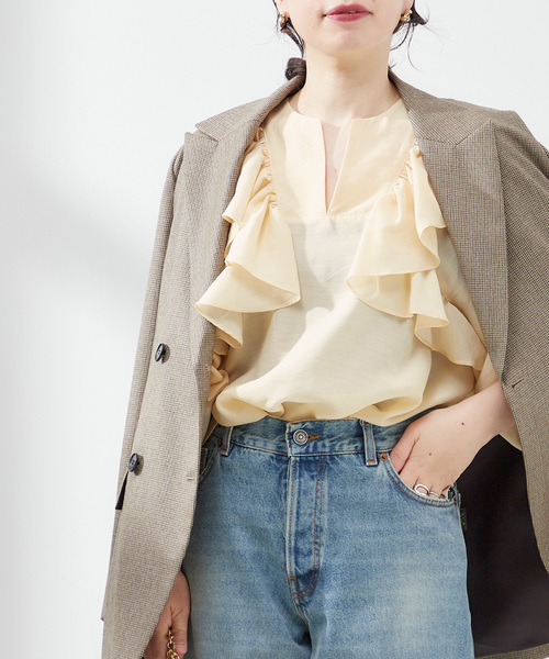 journal standard L'essage（ジャーナルスタンダードレサージュ）の「シアータンブラーフリルブラウス（シャツ/ブラウス・レディース・ブラック/ベージュ系その他・FREE）」の17枚目の写真