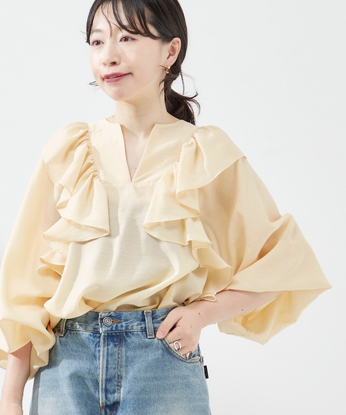 journal standard L'essage（ジャーナルスタンダードレサージュ）の「シアータンブラーフリルブラウス（シャツ/ブラウス・レディース・ブラック/ベージュ系その他・FREE）」の16枚目の写真