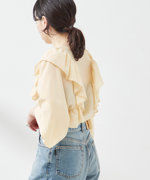 journal standard L'essage（ジャーナルスタンダードレサージュ）の「シアータンブラーフリルブラウス（シャツ/ブラウス・レディース・ブラック/ベージュ系その他・FREE）」の14枚目の写真