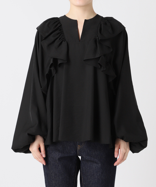 journal standard L'essage（ジャーナルスタンダードレサージュ）の「シアータンブラーフリルブラウス（シャツ/ブラウス・レディース・ブラック/ベージュ系その他・FREE）」の13枚目の写真
