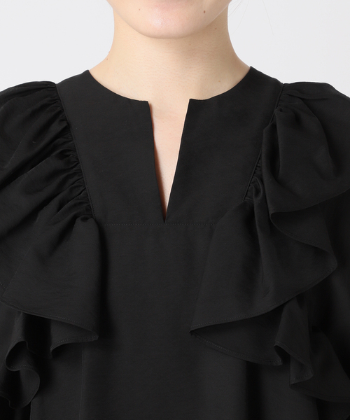 journal standard L'essage（ジャーナルスタンダードレサージュ）の「シアータンブラーフリルブラウス（シャツ/ブラウス・レディース・ブラック/ベージュ系その他・FREE）」の9枚目の写真