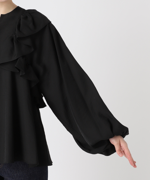 journal standard L'essage（ジャーナルスタンダードレサージュ）の「シアータンブラーフリルブラウス（シャツ/ブラウス・レディース・ブラック/ベージュ系その他・FREE）」の8枚目の写真