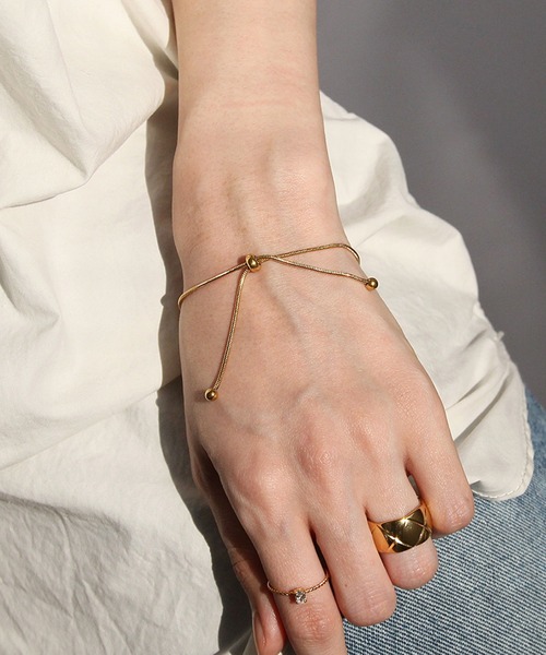 abaskdesign（アバスクデザイン）の「金属アレルギー対応 ボールモチーフスライドチェーンステンレスブレスレット（ブレスレット・レディース・ゴールド/シルバー・FREE）」の12枚目の写真