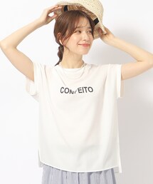 DRESKIP | ◆大人のフェミニンカジュアルに シアージョーゼットロゴTシャツ(Tシャツ/カットソー)