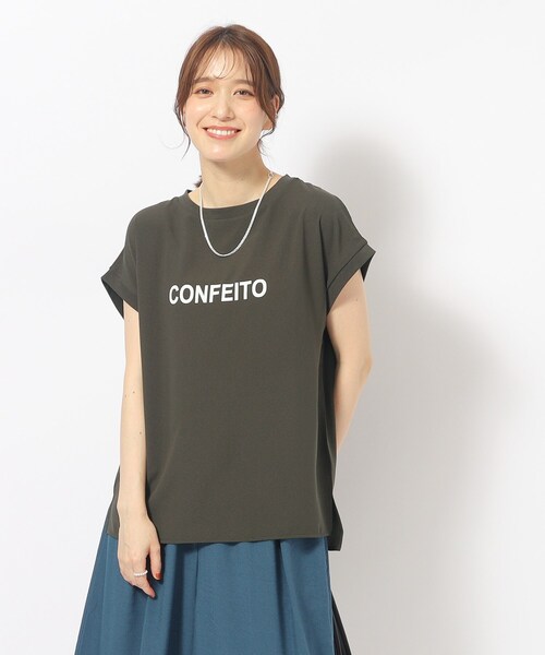 DRESKIP(ドレスキップ)の「◆大人のフェミニンカジュアルに シアージョーゼットロゴTシャツ(Tシャツ/カットソー・レディース・ライトベージュ/オフホワイト/ブルー/チャコールグレー・02/04/03)」の21枚目の写真