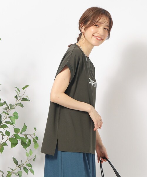 DRESKIP(ドレスキップ)の「◆大人のフェミニンカジュアルに シアージョーゼットロゴTシャツ(Tシャツ/カットソー・レディース・ライトベージュ/オフホワイト/ブルー/チャコールグレー・02/04/03)」の20枚目の写真