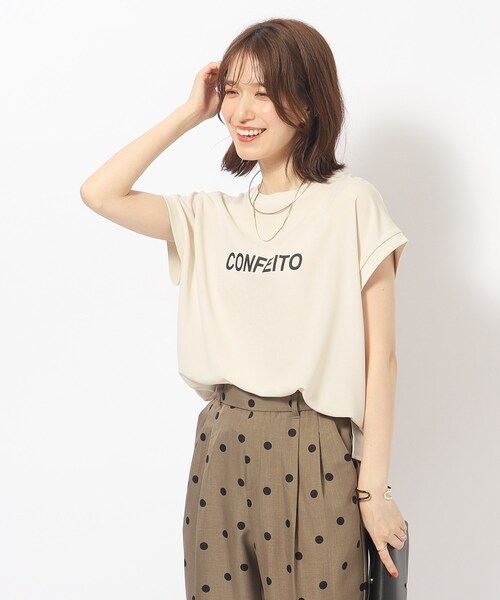 DRESKIP(ドレスキップ)の「◆大人のフェミニンカジュアルに シアージョーゼットロゴTシャツ(Tシャツ/カットソー・レディース・ライトベージュ/オフホワイト/ブルー/チャコールグレー・02/04/03)」の17枚目の写真