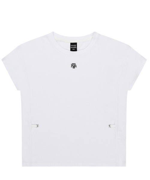muahmuah(ムーアムーア)の「A'GEM/9 × .kom 『muah muah/ムーアムーア』 LOGOSTITCHHOOKSLEEVELESS/ロゴステッチ スリーブレス(Tシャツ/カットソー・レディース・ホワイト/ブラック・FREE)」の7枚目の写真