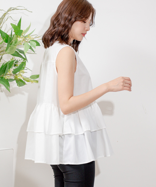 Jayro（ジャイロ）の「衿元パールノースリブラウス（シャツ/ブラウス・レディース・ブラック/ホワイト・FREE）」の20枚目の写真