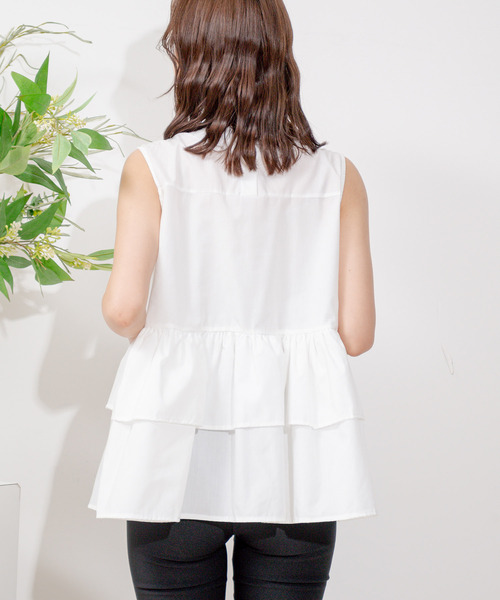 Jayro（ジャイロ）の「衿元パールノースリブラウス（シャツ/ブラウス・レディース・ブラック/ホワイト・FREE）」の19枚目の写真