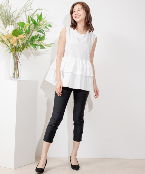 Jayro（ジャイロ）の「衿元パールノースリブラウス（シャツ/ブラウス・レディース・ブラック/ホワイト・FREE）」の18枚目の写真