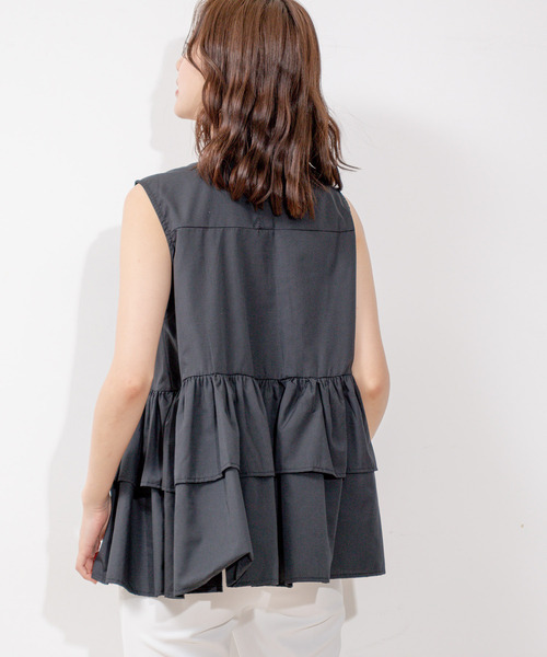 Jayro（ジャイロ）の「衿元パールノースリブラウス（シャツ/ブラウス・レディース・ブラック/ホワイト・FREE）」の15枚目の写真