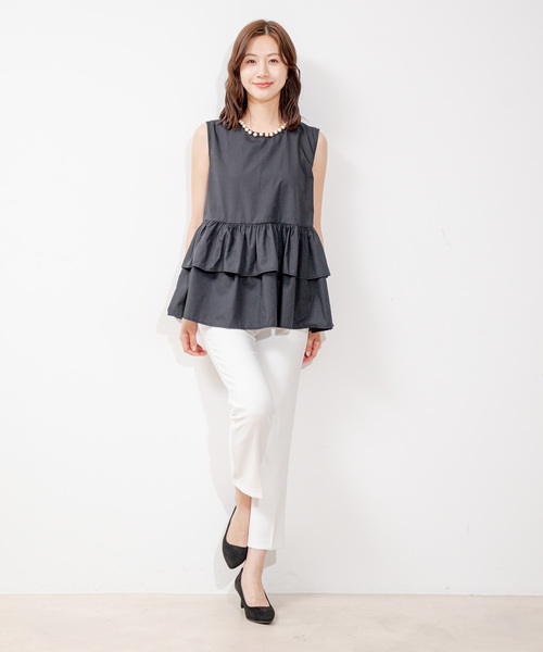 Jayro（ジャイロ）の「衿元パールノースリブラウス（シャツ/ブラウス・レディース・ブラック/ホワイト・FREE）」の13枚目の写真