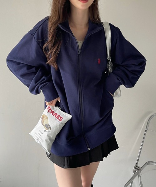 U.S. POLO ASSN.（ユーエスポロアッスン）の「U.S. POLO ASSN. スタンドカラー スウェットジャケット（ジャージ・レディース・ネイビー/グレー/アイボリー/ブラック・M/L）」の6枚目の写真