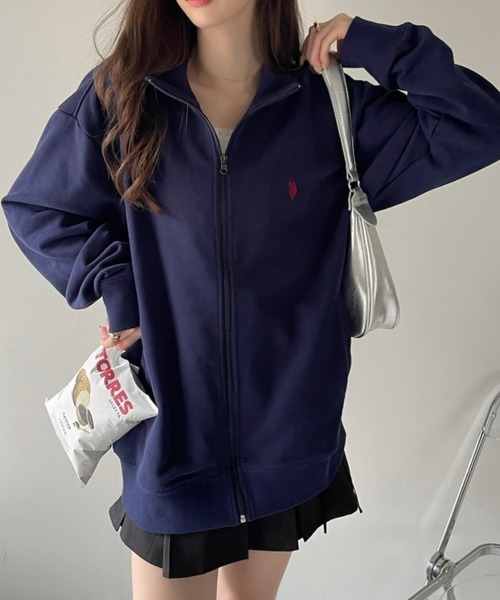 U.S. POLO ASSN.（ユーエスポロアッスン）の「U.S. POLO ASSN. スタンドカラー スウェットジャケット（ジャージ・レディース・ネイビー/グレー/アイボリー/ブラック・M/L）」の7枚目の写真