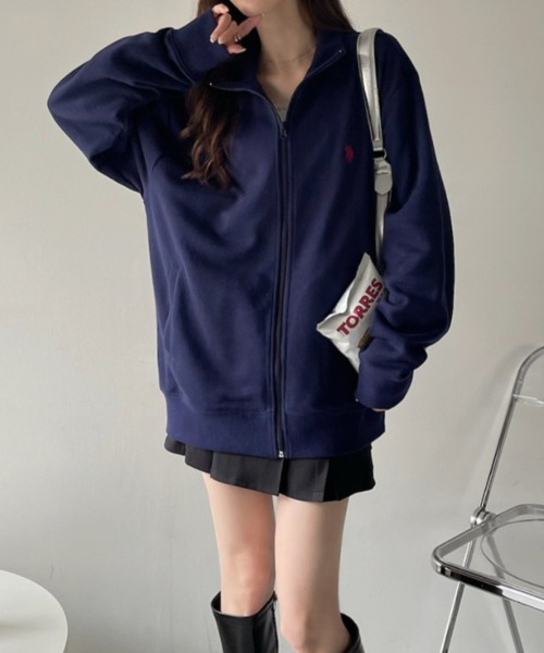 U.S. POLO ASSN.（ユーエスポロアッスン）の「U.S. POLO ASSN. スタンドカラー スウェットジャケット（ジャージ・レディース・ネイビー/グレー/アイボリー/ブラック・M/L）」の8枚目の写真