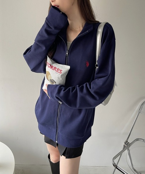 U.S. POLO ASSN.（ユーエスポロアッスン）の「U.S. POLO ASSN. スタンドカラー スウェットジャケット（ジャージ・レディース・ネイビー/グレー/アイボリー/ブラック・M/L）」の9枚目の写真